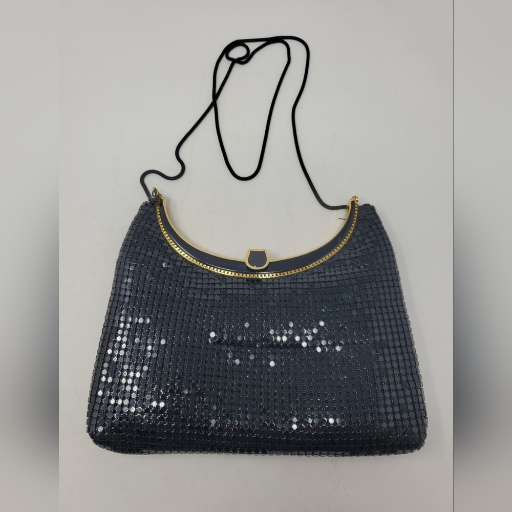 Vintage Black Mesh 9”x7” Art Deco Purse Sequined Clutch Evening Bag 2SRL001BX6